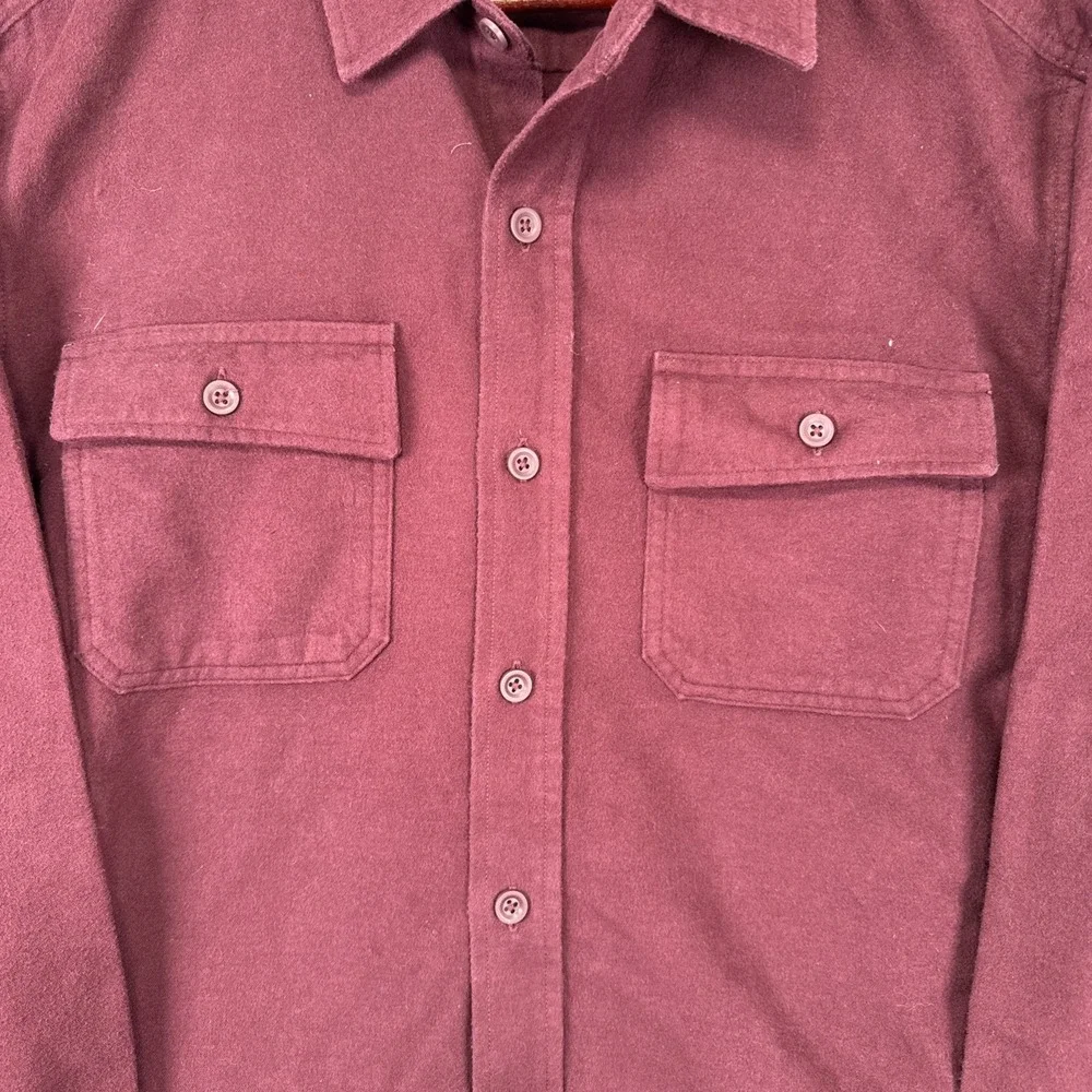 LL Bean Chamois Flannel Shirt Mens XL Maroon Traditional Fit - Picture 3 of 8
